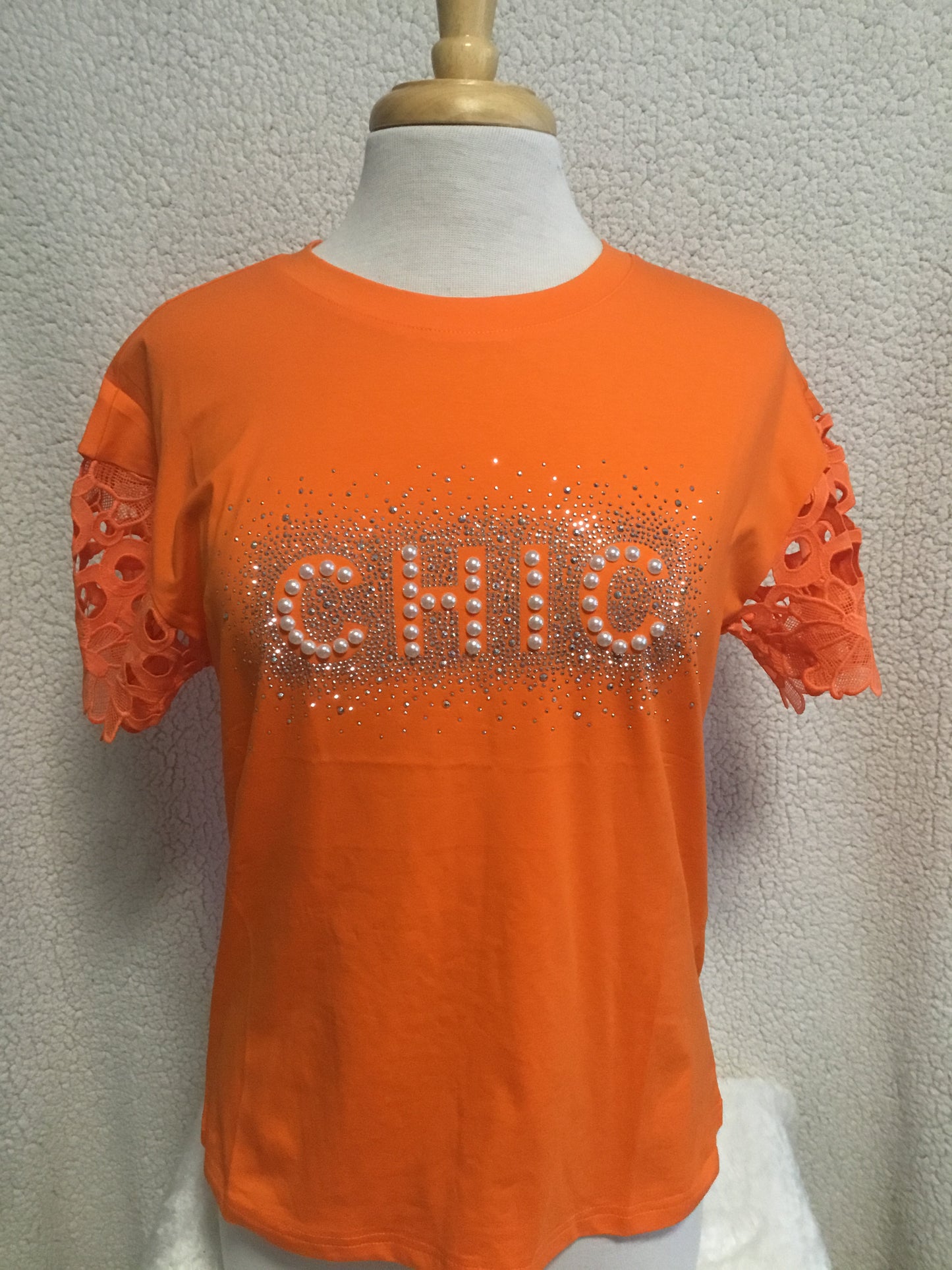 Blusa Chic con manga corta Naranja