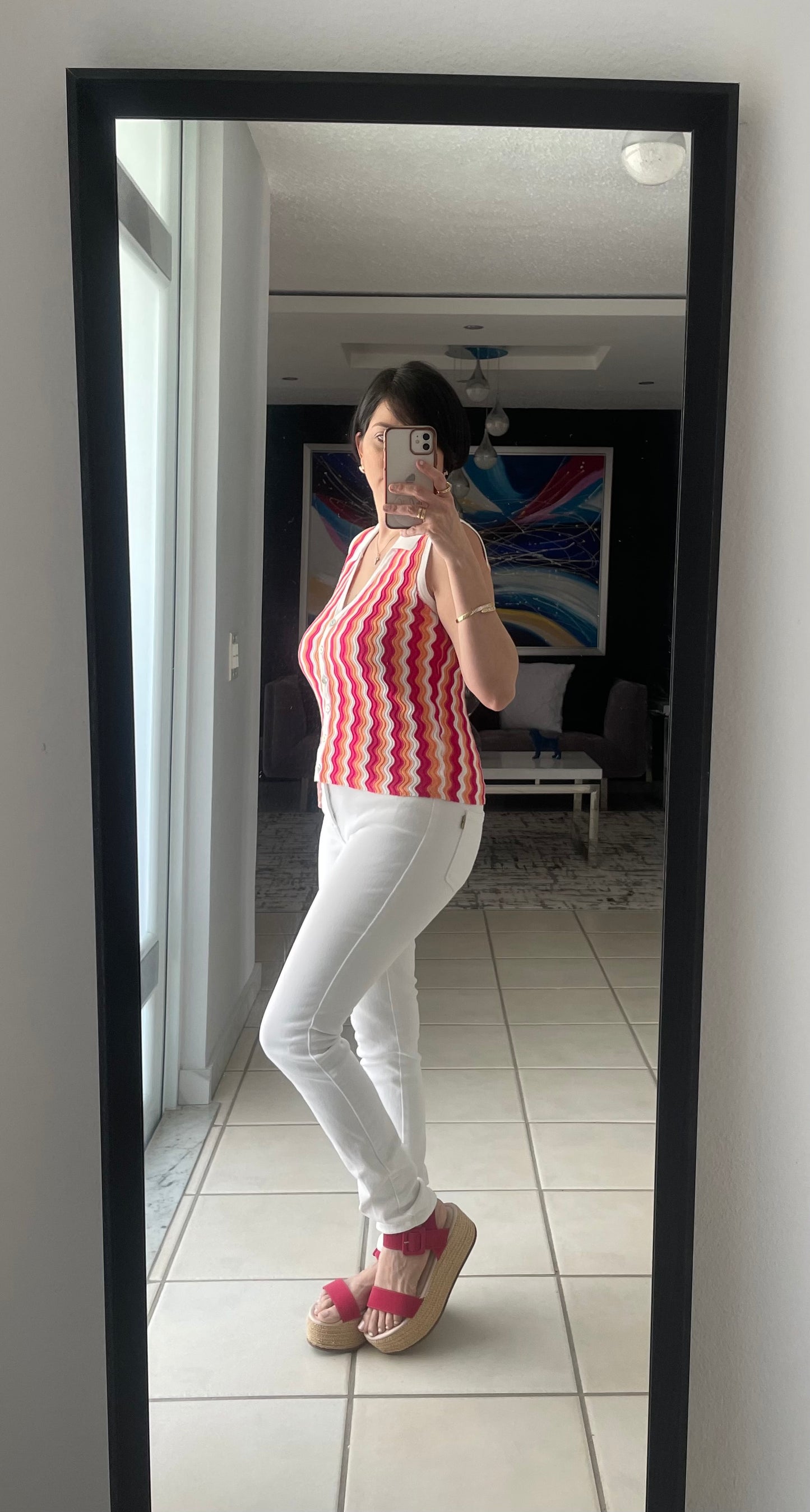 Arrived New Top fuchsia multi