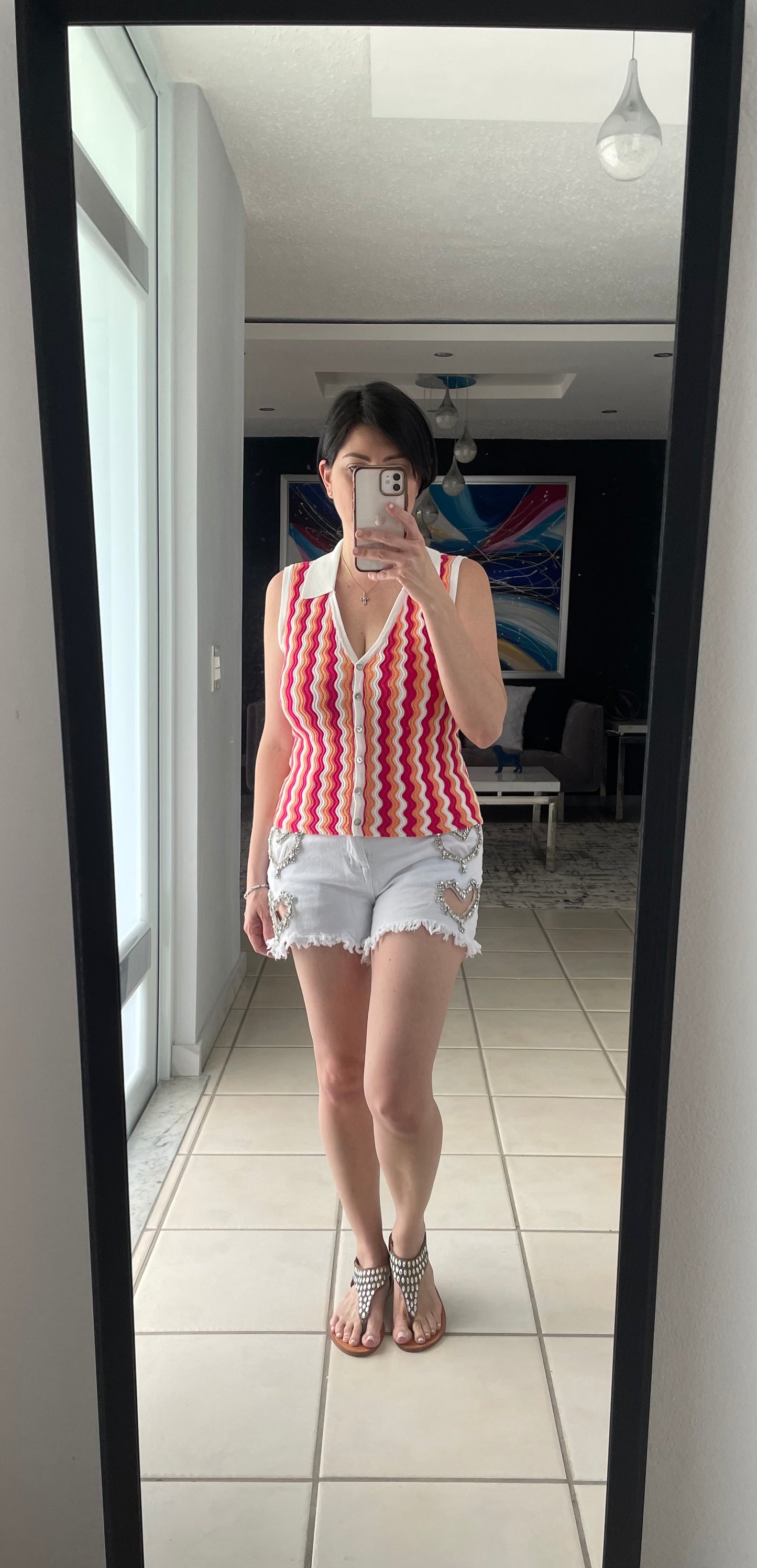 Demin short white hearts ❤️