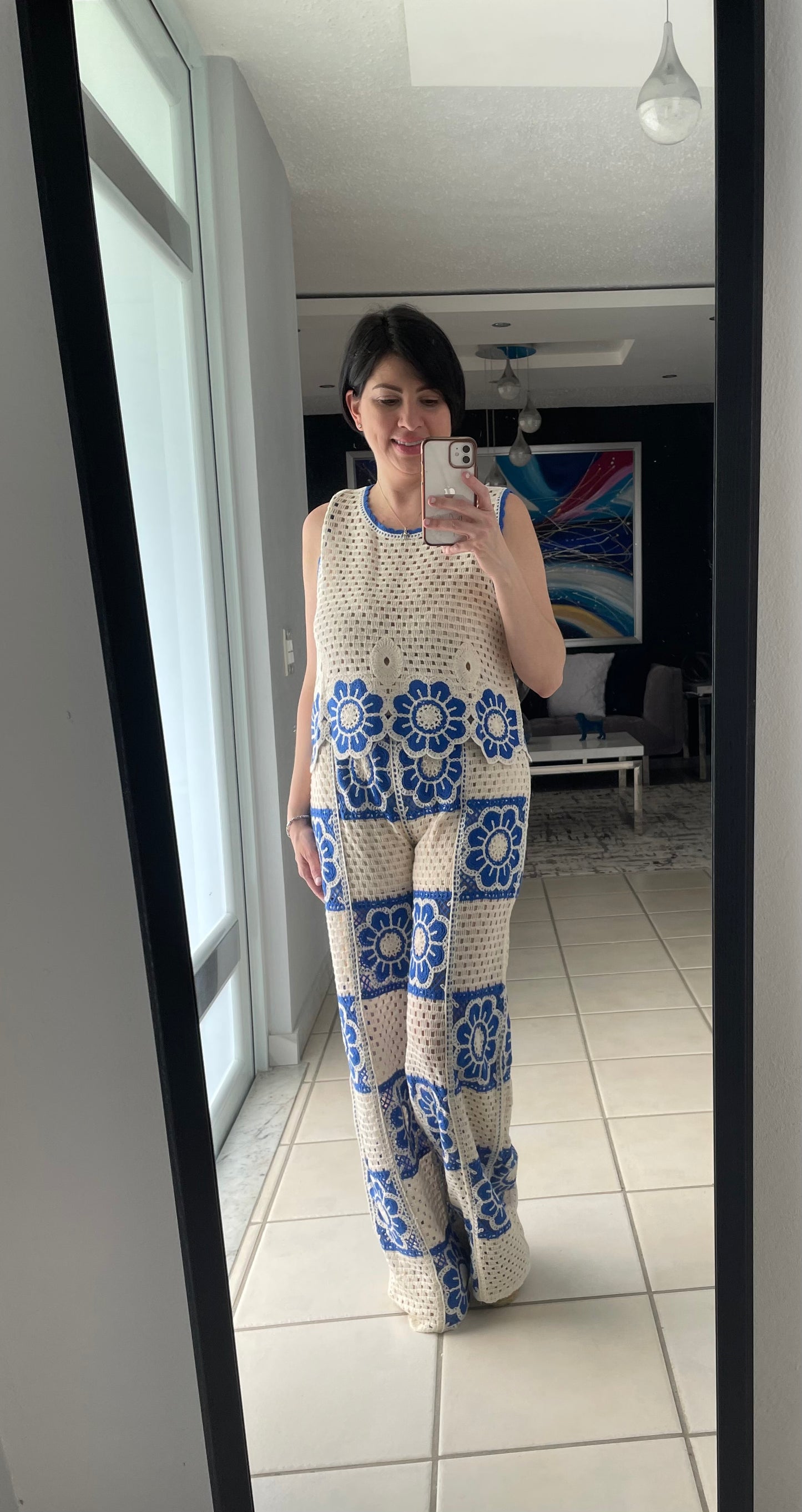 Arrived new crochet set natural and blue