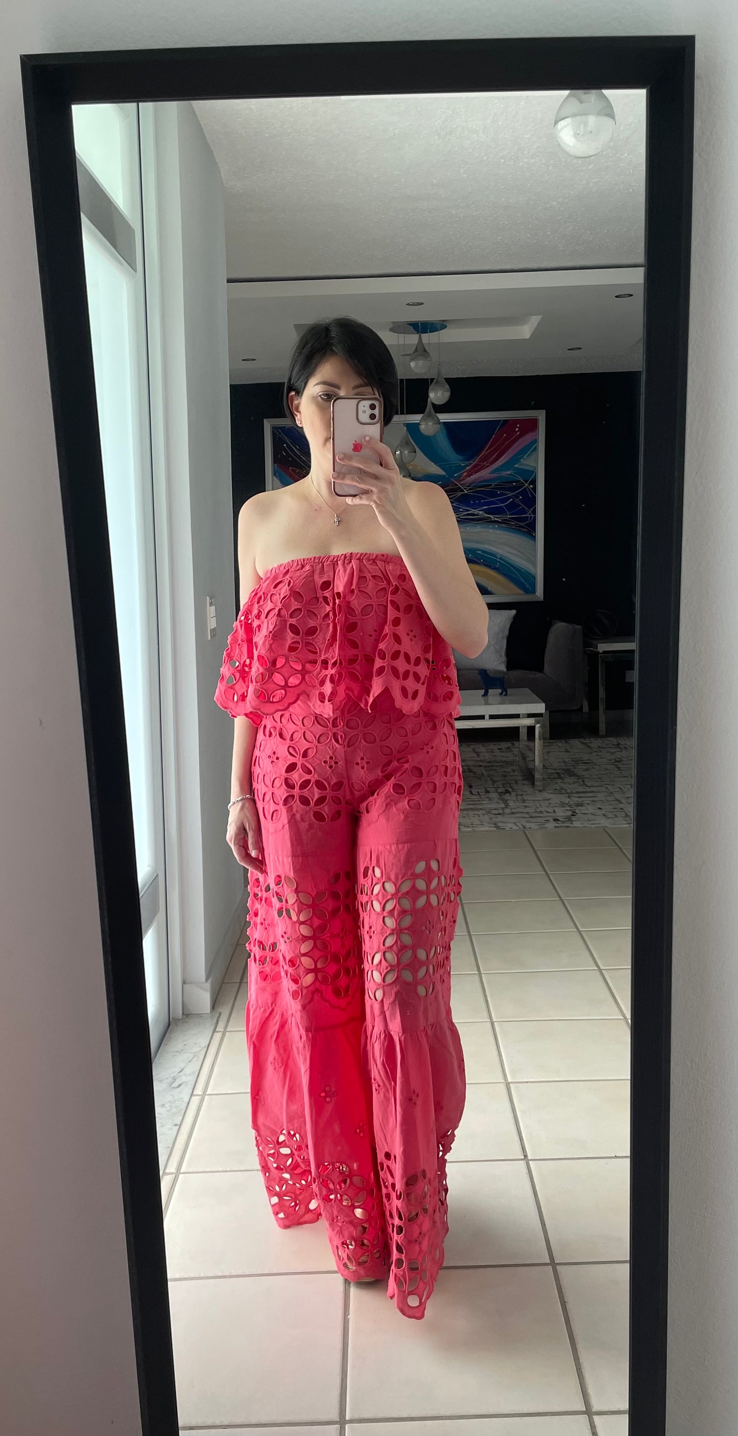 Arrived new Tube top pants set coral