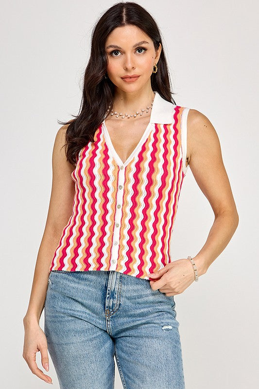 Arrived New Top fuchsia multi