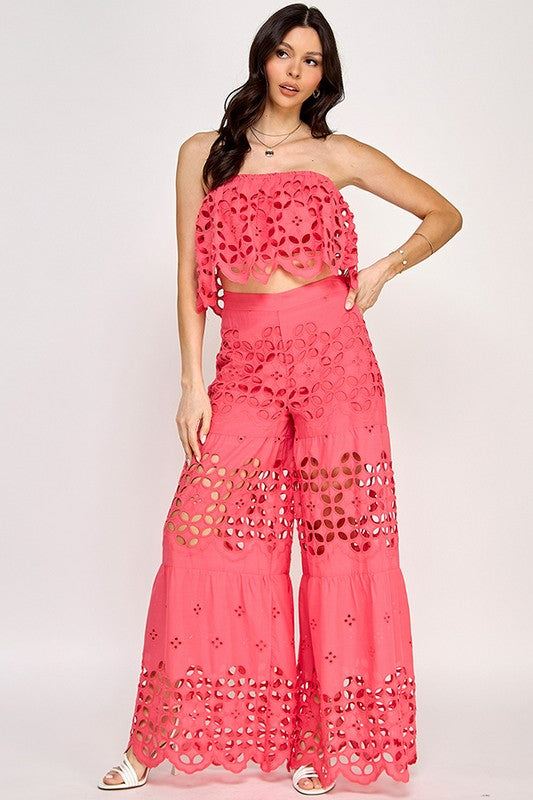 Arrived new Tube top pants set coral