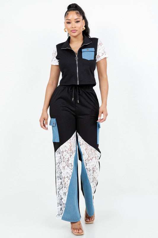 Arrived New Set combined with Lace and demin