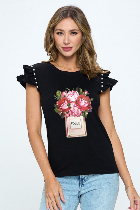 Blusa Negro con perlas Vogue