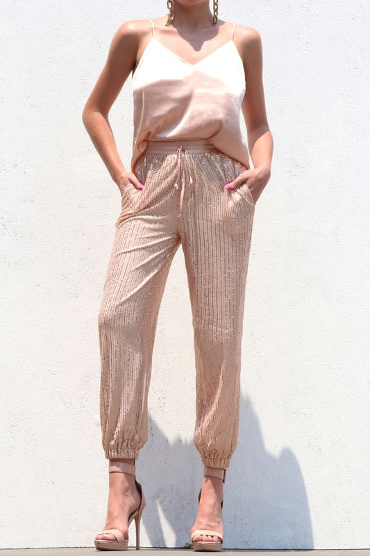 Pant and satin top set champagne