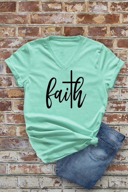 Arrived New Faith V neck T-shirt Mint